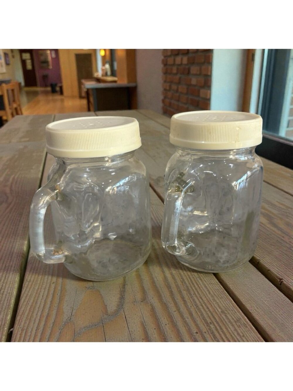 Vintage Golden Harvest Clear Glass Salt & Pepper Ball Mason Jar Shakers Country